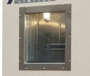 Heated, quadruple-glazed window with internal chamber light